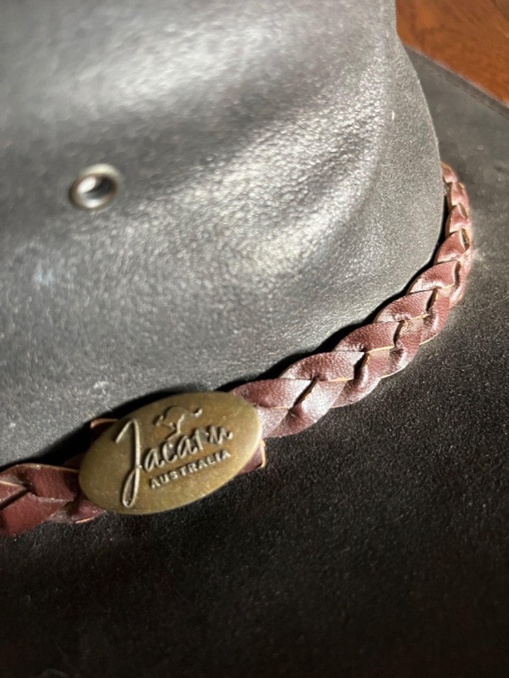 Jacaru Australia Outback Leather Wide-Brim Hat Acubra Hat with Braided Band - Picture 2 of 8